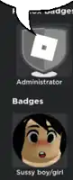 a picture of a girl with a speech bubble saying administrator badges and sassy boy / girl