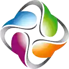 a colorful logo that looks like a swirl