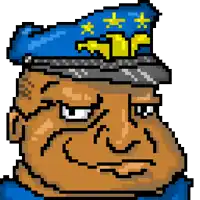 a pixel art illustration of a police officer