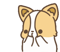 a cartoon dog is covering its face with its paw and hearts are flying around it