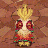 a cartoon drawing of a creature with a bunch of flowers on it 's head