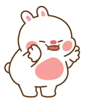 a cartoon drawing of a rabbit with a pink spot on its face