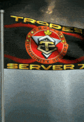 a black and red flag with the words troopes community server on it