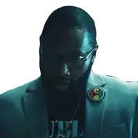 a man in a suit has the word yes written on his face