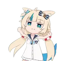 a cartoon drawing of a girl with a blue tail