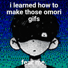 a black and white cartoon of a boy with a mask on his face .