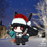 a drawing of a girl wearing a santa hat with a tiktok watermark