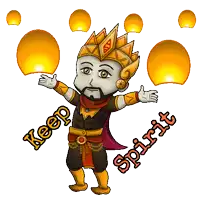 a cartoon of a man holding a lantern with the words keep spirit behind him