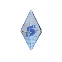 a blue diamond shaped object with a blue cube inside of it