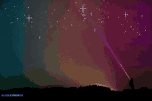 a person is pointing a light at a starry sky with the words have a great day written on it