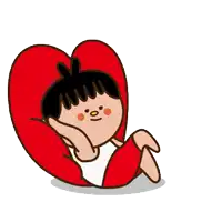 a cartoon character with a heart on his head blowing hearts