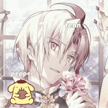 a picture of a boy with the name tenn and pepper written on it