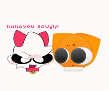 a cartoon drawing of a cat and a fish