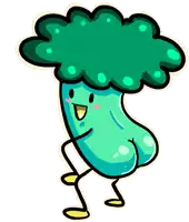 a cartoon drawing of a broccoli dancing