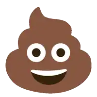 a brown poop with white eyes and a smile