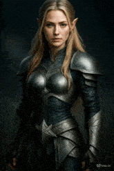 a painting of a woman in armor with the name vidu at the bottom