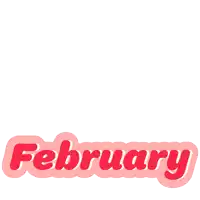 the word february is surrounded by red hearts and a cupid arrow