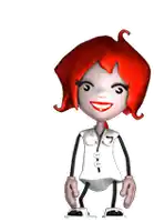 a cartoon character with red hair is holding a remote control