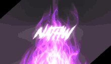 a purple fire with the word nfw written on it