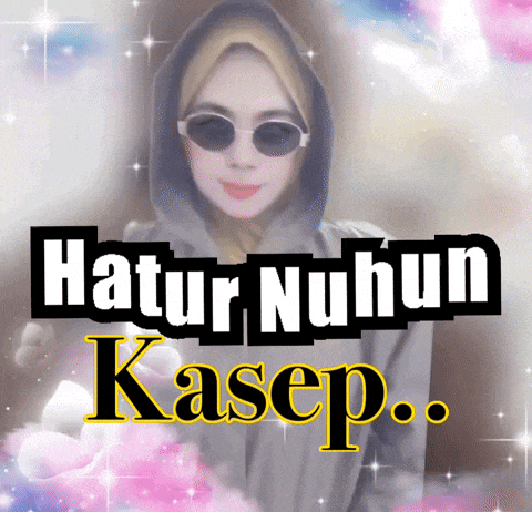 a picture of a woman wearing sunglasses and a hijab with the words " haur nuhun kasep " on the bottom