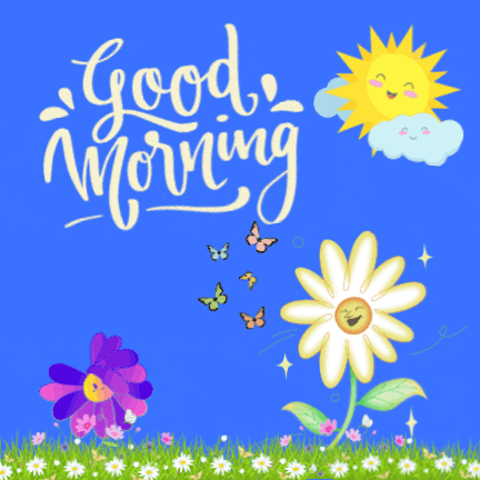 a blue background with the words good morning written on it