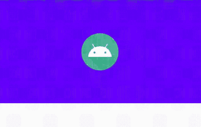 a purple background with a white circle with an android logo in it