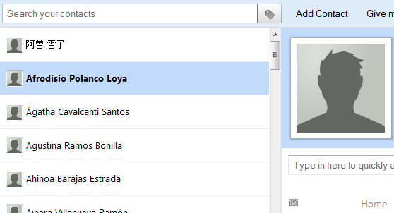 Zooming in... The contact search, category selector, and list have been updated.