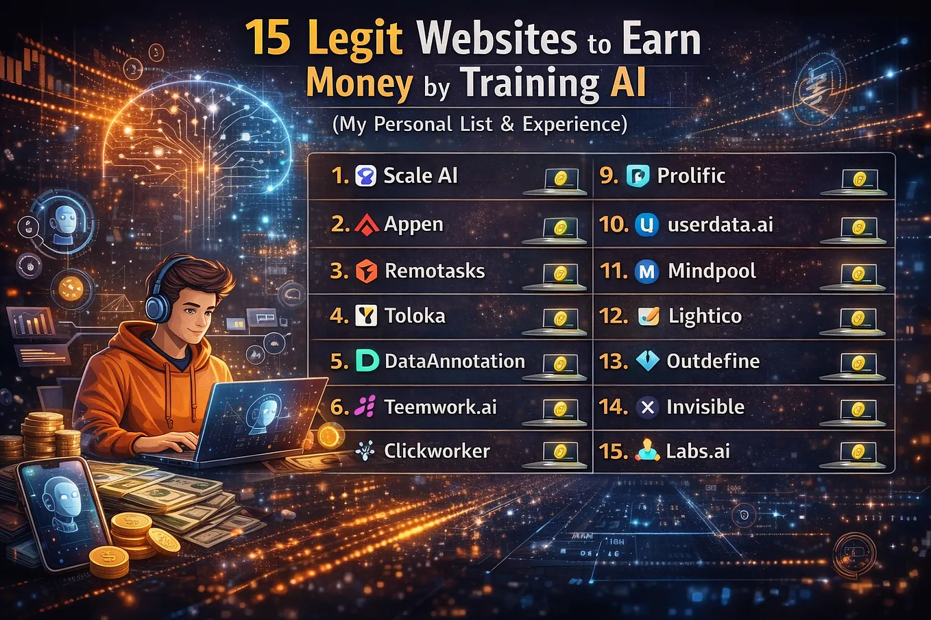 15 Legit Websites to Earn Money by Training AI (My Personal List & Experience)