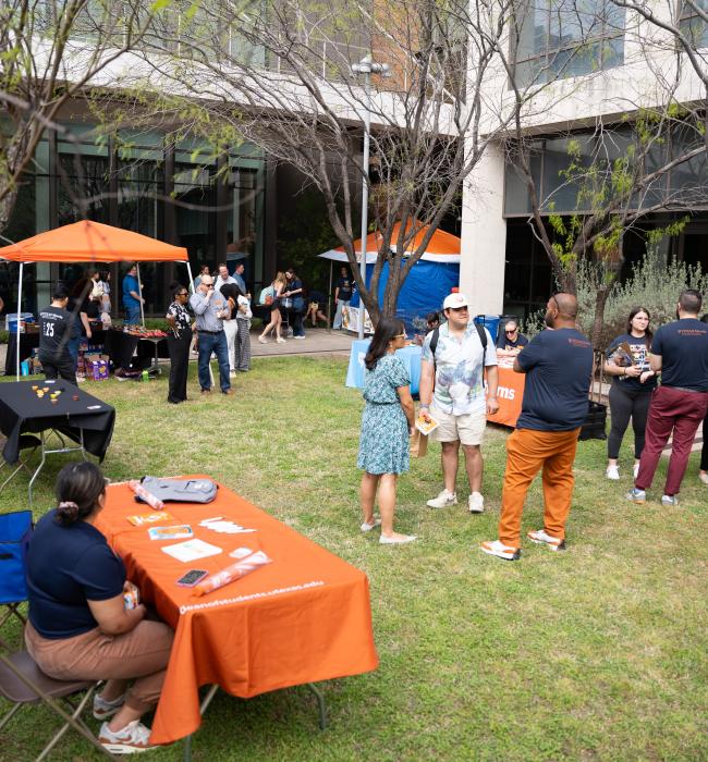 Moody cares event people on lawn