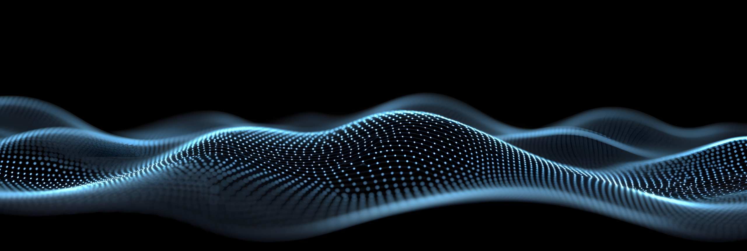 Space abstract particle wave background for long screen. Conference, technology, business, abstract, vector, background, wallpaper, horizontal screen, cover, poster, internet, AI, science
