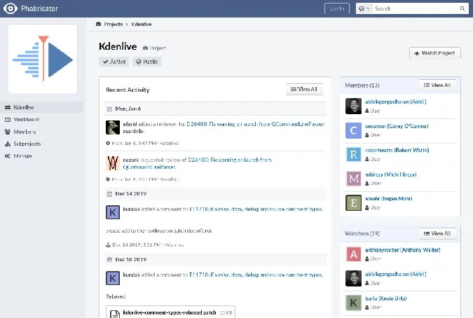 Phabricator main screen Phabricator main screen
