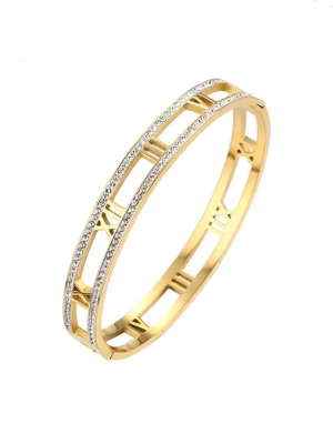 Roman Numeral Crystal Bracelet Gold