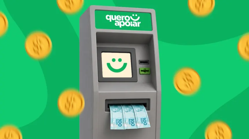 Caixa eletrônico QueroApoiar liberando o dinheiro