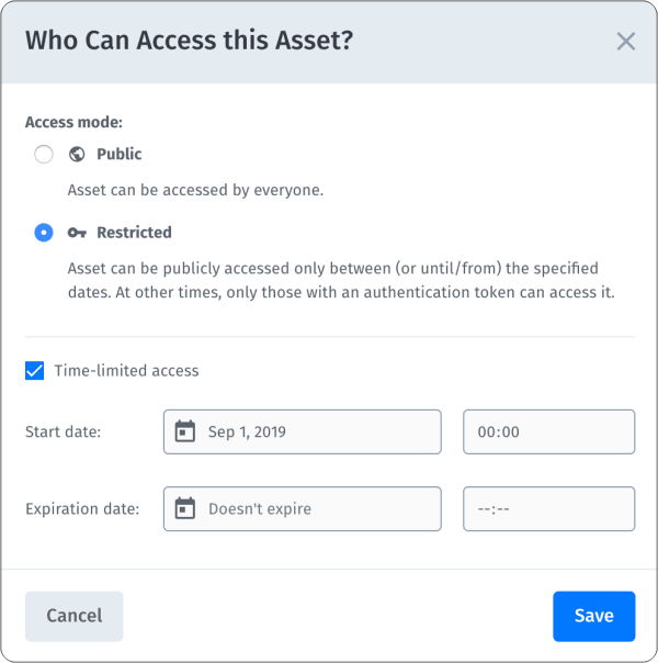 Access control settings dialog box Access control settings dialog box