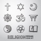 World Religion Hand Drawn Symbols Set. Vector