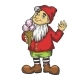 Gnome with Ice Cream Color Sketch Engraving Vector