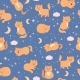 Cats Pattern with Moon Stars and Clouds