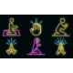 Prayer Icons Set Vector Neon