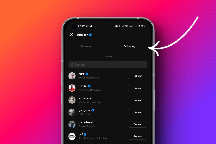 instagram threads following list