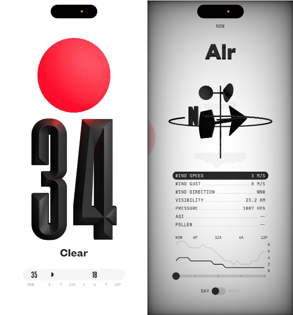 Not Boring Weather app on iPhone