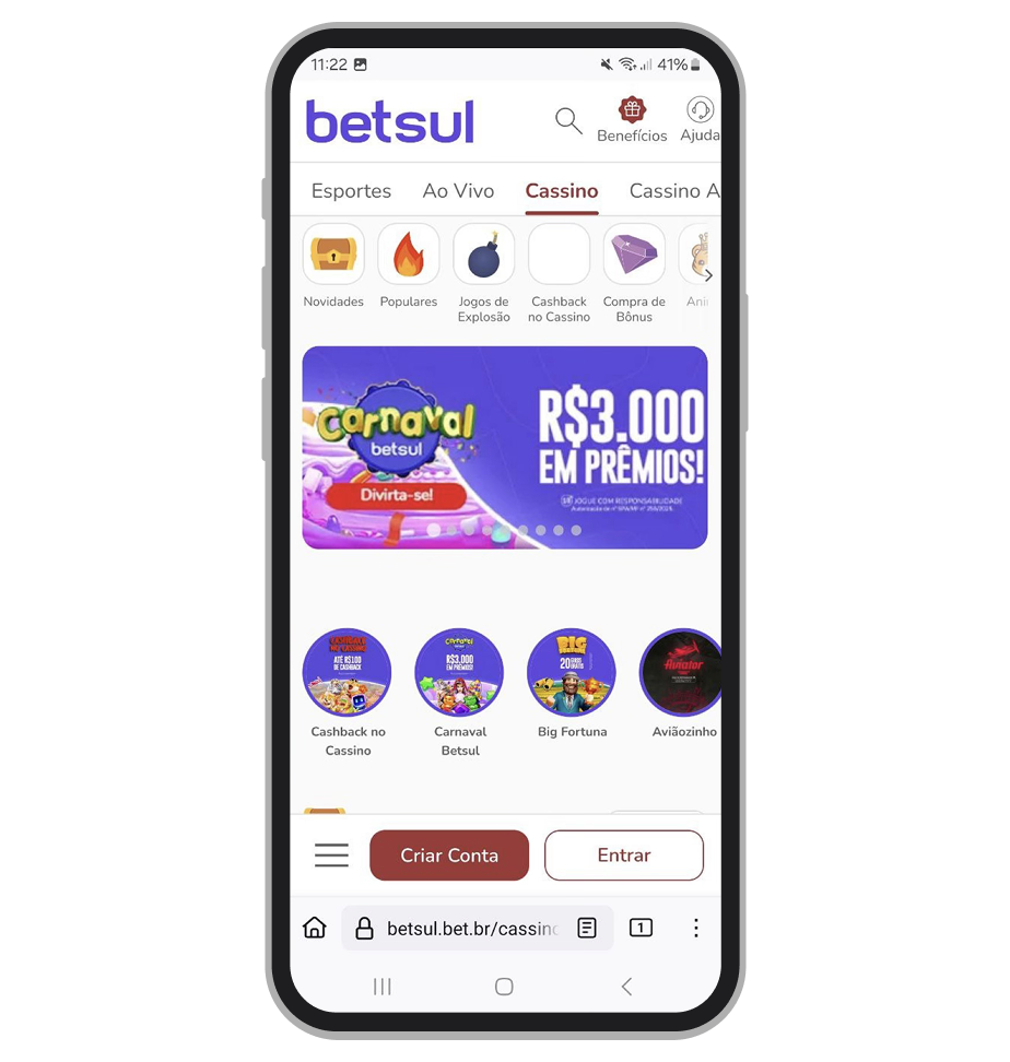 Cassino no site Betsul