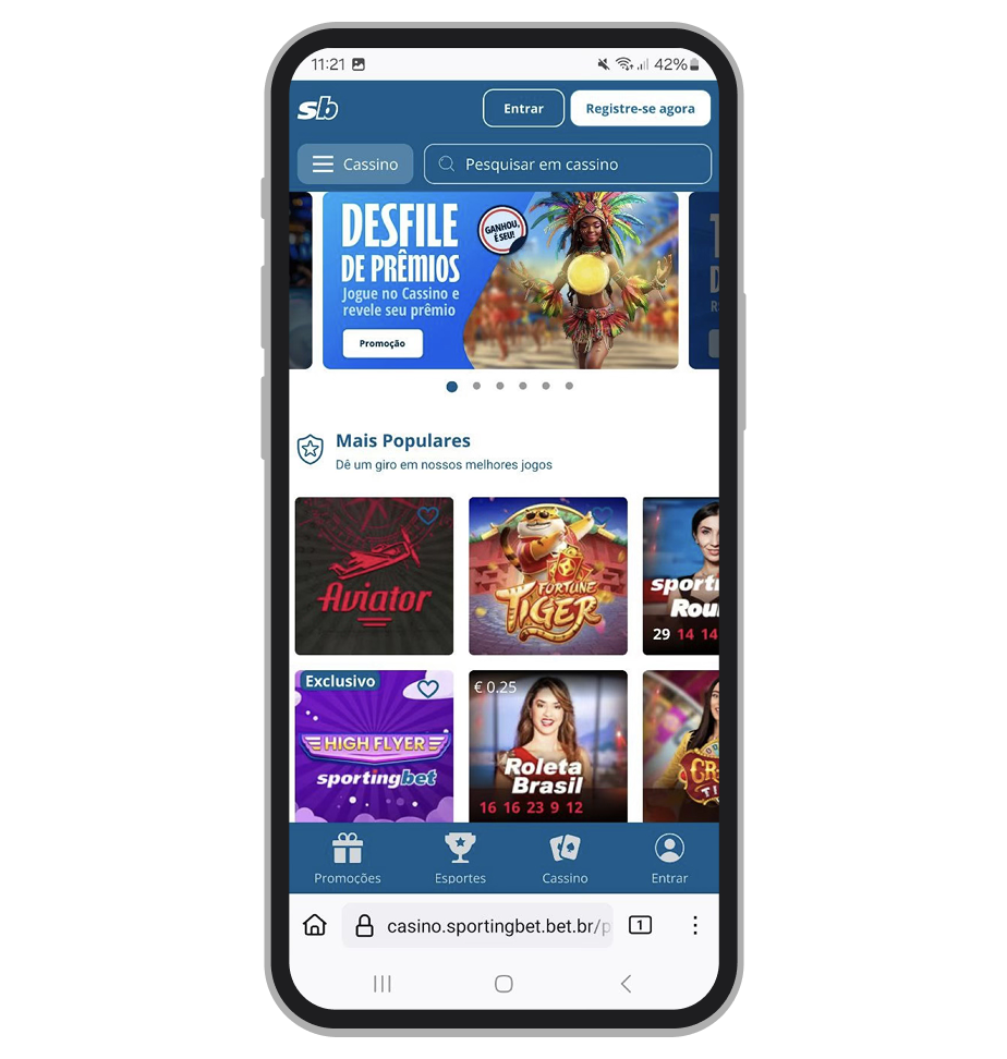 Cassino no site mobile da SportingBet