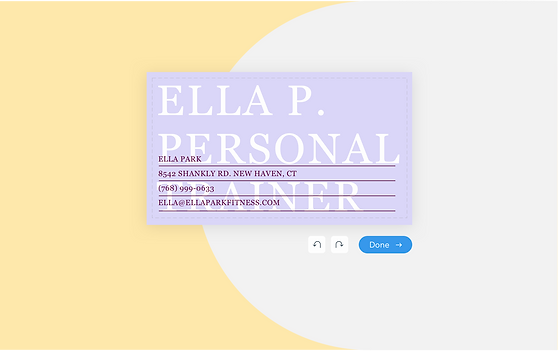 Personalización de una tarjeta de presentación para un entrenador personal en el Wix Business Card Maker.