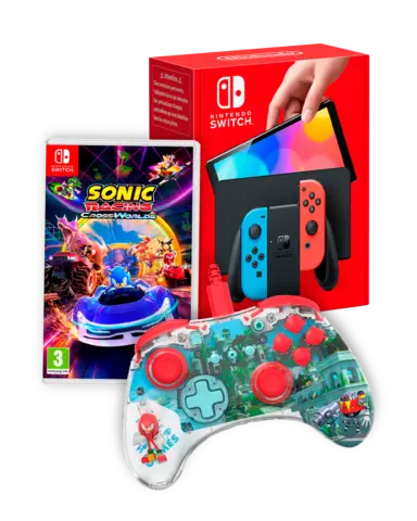Consola Nintendo Switch Oled (Rojo/Azul) + Sonic Team Racing: Crossworlds + Mando Realmz Knuckles