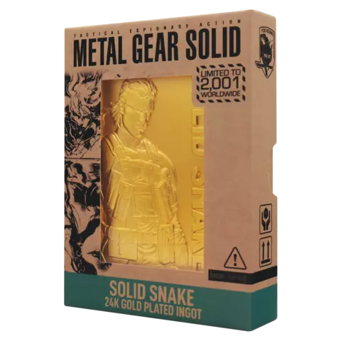 Lingote Solid Snake Metal Gear 2 24k Gold Plated Edición Limitada Fanattik