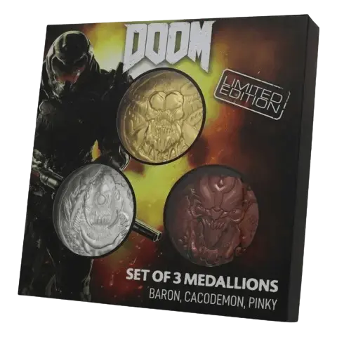 DOOM Set Colección de 3 Medallones Modo Arcade Fanattik