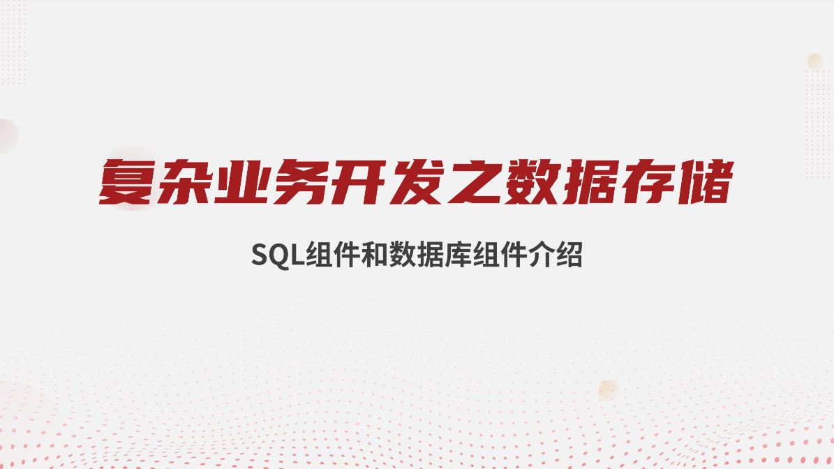 复杂业务开发之数据存储 :SQL、数据库组件