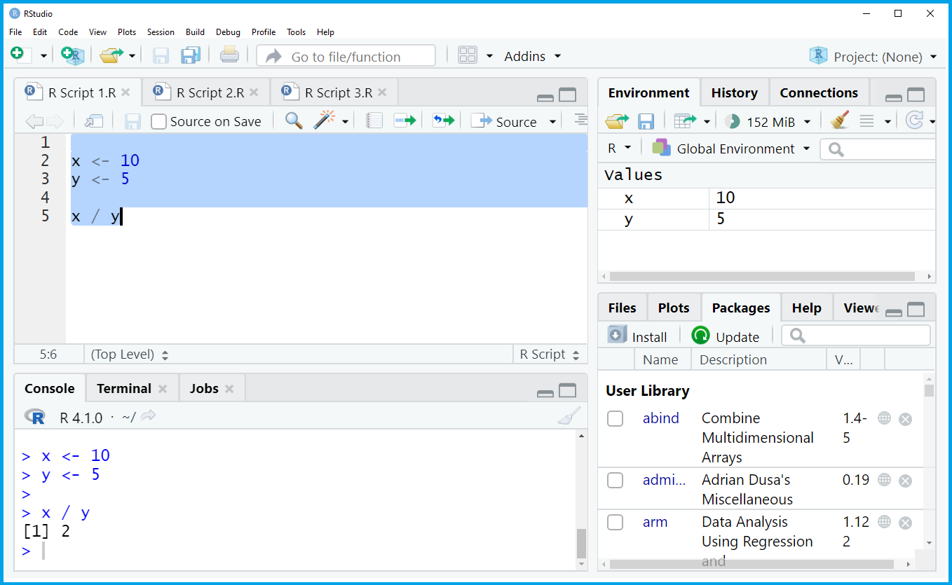 RStudio session explained