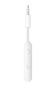 Vue latérale du AirFly Pro de Twelve South, sélecteur d’émission et de réception, et bouton d’appairage Bluetooth.