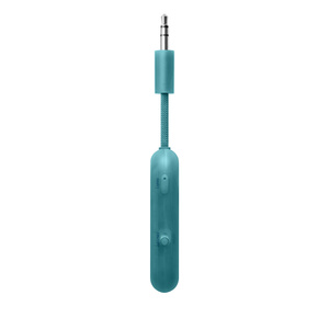 Twelve South Airfly Pro 2 Bluetooth Transmitter, top exterior, blue colour, 3.5mm plug at top, side buttons